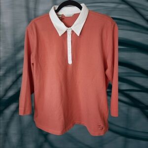 Cutter & Buck Otacle Polo Rugby Top. 3/4 Sleeves. Coral Orange Color. Size XXL